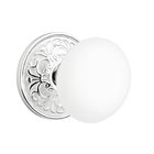 Double Dummy Ice White Porcelain Knob With Lancaster Rosette  in Polished Chrome