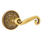 Double Dummy Right Handed Rustic Door Lever With Lancaster Rose in French Antique Brass
