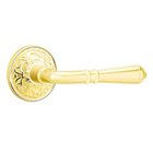 Double Dummy Right Handed Turino Door Lever With Lancaster Rose in Polished Brass