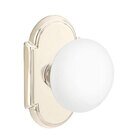 Single Dummy Ice White Porcelain Knob With #8 Rosette in Polished Nickel