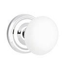 Passage Ice White Porcelain Knob With Regular Rosette  in Polished Chrome