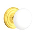 Passage Ice White Knob And Regular Rosette With Concealed Screws  in Polished Brass