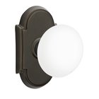 Passage Ice White Porcelain Knob With #8 Rosette in Oil Rubbed Bronze
