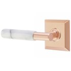 Passage White Marble Left Handed Lever With T-Bar Stem And Quincy Rose In Satin Rose Gold