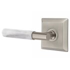 Passage White Marble Left Handed Lever With T-Bar Stem And Quincy Rose In Pewter