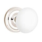 Privacy Ice White Porcelain Knob With Regular Rosette  in Polished Nickel