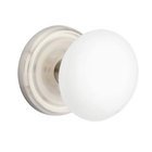 Privacy Ice White Knob And Regular Rosette With Concealed Screws  in Satin Nickel