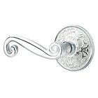 Privacy Left Handed Rustic Door Lever With Lancaster Rose in Polished Chrome
