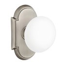 Privacy Ice White Porcelain Knob With #8 Rosette in Pewter