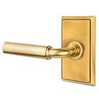 Privacy Left Handed Manning Door Lever With Concealed Screws Rectangular Rose in French Antique Brass