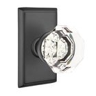 Old Town Privacy Door Knob with Rectangular Rose in Flat Black