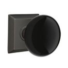 Privacy Ebony Porcelain Knob With Quincy Rosette in Oil Rubbed Bronze