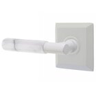 Privacy White Marble Left Handed Lever With T-Bar Stem And Quincy Rose In Matte White