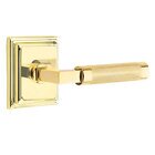 Privacy Knurled Right Handed Lever with L-Square Stem and Wilshire Rose in Unlacquered Brass