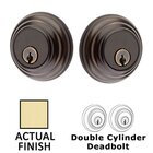 Low Profile Double Cylinder Deadbolt in Satin Brass