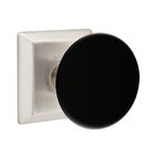 Double Dummy Ebony Porcelain Knob With Quincy Rosette in Satin Nickel