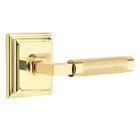 Single Dummy Knurled Lever with L-Square Stem and Wilshire Rose in Unlacquered Brass