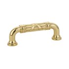 3" Centers Ribbon & Reed Estate Pull in Unlacquered Brass