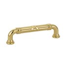 4" Centers Ribbon & Reed Estate Pull in Polished Brass