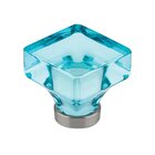 1 3/8" Lido Cyan Glass Knob in Pewter