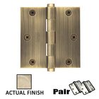 3-1/2" X 3-1/2" Square Steel Residential Duty Hinge in Tumbled White Bronze (Sold In Pairs)