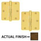 3-1/2" X 3-1/2" 1/4" Radius Steel Residential Duty Hinge in French Antique Brass (Sold In Pairs)