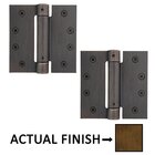 4" x 4" Square UL Steel Spring Hinge in French Antique Brass (Sold In Pairs)