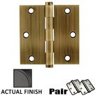 3-1/2" X 3-1/2" Square Solid Brass Residential Duty Hinge in Flat Black (Sold In Pairs)