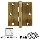 3-1/2" X 3-1/2" Square Solid Brass Residential Duty Hinge in Polished Chrome (Sold In Pairs)