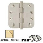4" X 4" 5/8" Radius Solid Brass Residential Duty Hinge in Satin Brass (Sold In Pairs)