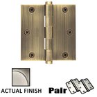 3-1/2" X 3-1/2" Square Solid Brass Heavy Duty Ball Bearing Hinge in Pewter (Sold In Pairs)