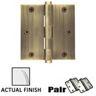 3-1/2" X 3-1/2" Square Solid Brass Heavy Duty Ball Bearing Hinge in Polished Chrome (Sold In Pairs)