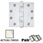 4-1/2" X 4-1/2" Square Solid Brass Heavy Duty Ball Bearing Hinge in Polished Nickel (Sold In Pairs)