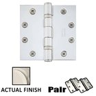 4-1/2" X 4-1/2" Square Solid Brass Heavy Duty Ball Bearing Hinge in Satin Nickel (Sold In Pairs)