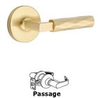 Passage Tribeca Lever with L-Square Stem and Concealed Screws Disc Rose in Satin Brass