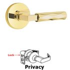 Privacy Tribeca Lever with L-Square Stem and Concealed Screws Disc Rose in Unlacquered Brass