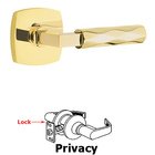 Privacy Tribeca Lever with L-Square Stem and Concealed Screws Urban Modern Rose in Unlacquered Brass