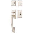 Dummy Ares Handleset with Modern Square Crystal Knob in Satin Nickel