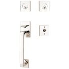 Double Cylinder Baden Handleset with Square Knob in Polished Nickel