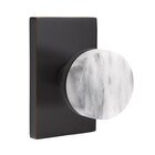 Double Dummy Modern Rectangular Rosette with Conical Stem and White Marble Knob in Oil Rubbed Bronze