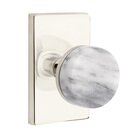 Double Dummy Modern Rectangular Rosette with Conical Stem and White Marble Knob in Polished Nickel