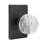 Double Dummy Modern Rectangular Rosette with Conical Stem and White Marble Knob in Flat Black