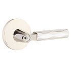 Key In L-Square Tribeca Right Handed Lever with Disk Rosette in Polished Nickel