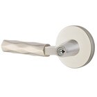 Key In L-Square Tribeca Left Handed Lever with Disk Rosette in Satin Nickel