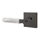 Key In L-Square White Marble Left Handed Lever with Square Rosette in Oil Rubbed Bronze