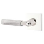 Key In L-Square White Marble Left Handed Lever with Square Rosette in Polished Chrome