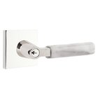 Key In L-Square White Marble Right Handed Lever with Square Rosette in Polished Chrome