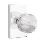 Privacy Modern Rectangular Rosette with Conical Stem and White Marble Knob in Polished Chrome