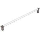12" Centers Appliance Pull Rectangular Stem in Oil Rubbed Bronze And Knurled Bar in Polished Chrome