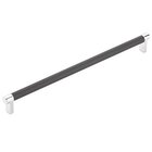 12" Centers Appliance Pull Rectangular Stem in Polished Chrome And Knurled Bar in Flat Black